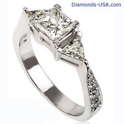 3 stone diamond ring with triangle sides