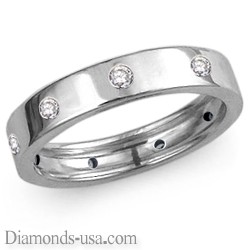 Flat surface diamond wedding ring, 4.5mm.