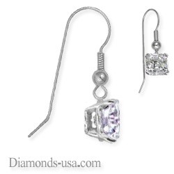 French wire hinged earrings,Princess diamond