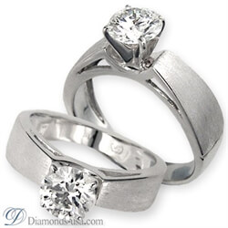 Picture of Wide band solitaire diamond engagement ring