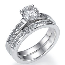 0.55 Cts side Princess diamonds bridal set