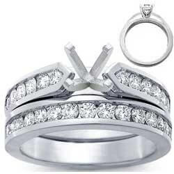 Picture of Bridal rings set, sides 1 carat round diamonds