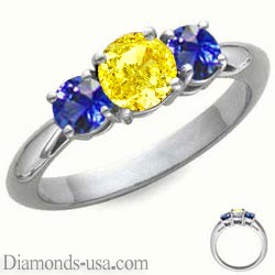 1 carat sides Blue Sapphires Engagement ring