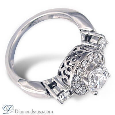Designers engagement ring with side diamonds