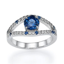 Picture of Round Royal Blue Sapphire designers ring