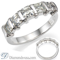 5 Asscher diamonds Anniversary ring