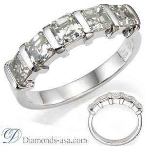 5 Asscher diamonds Anniversary ring