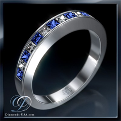 Picture of Wedding ring with Princess diamonds & Sapphires