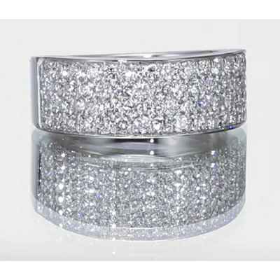 1 carats 4 diamond rows Pave set wedding ring