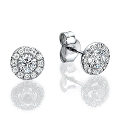 Picture of Halo diamond earrings, 0.25 Cts side diamonds