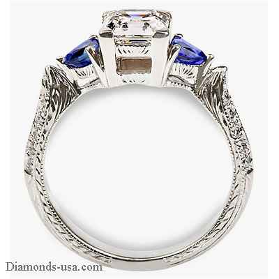 Vintage engagement ring, diamonds & Sapphires