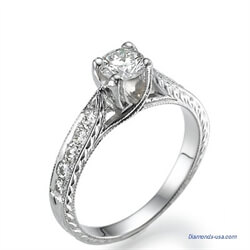 Picture of Vintage style engagement ring, hand engraved