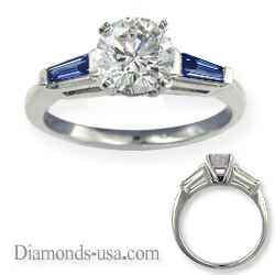 Accent Baguette Sapphires engagement ring settings