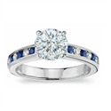 Picture of Engagement ring with side Diamond & Sapphires