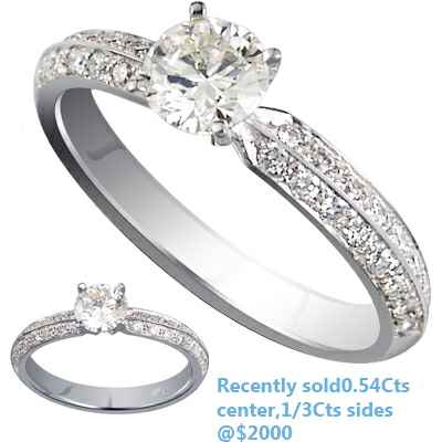 Side diamonds Knife Edge engagement ring settings