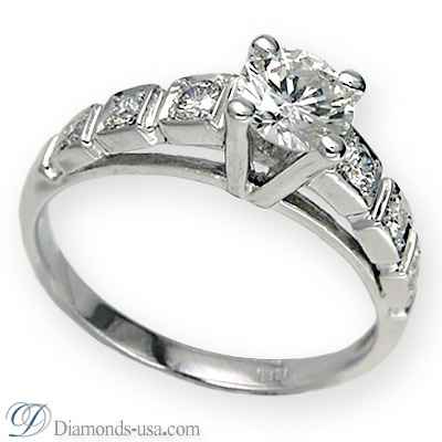 Round side stones engagement ring