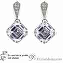 Picture of Stud and drop Asscher diamond earrings, settings
