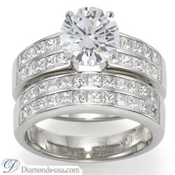 Picture of Bridal rings set, 2 carat princess sides