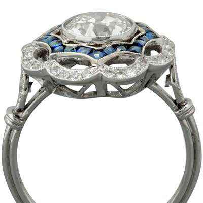 Art Deco ring Halo diamond engagement ring