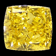 Fancy Vivid Yellow colored Cushion diamond