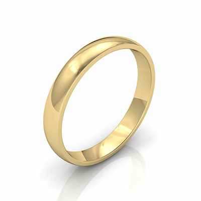 Plain wedding band 3mm, Low dome