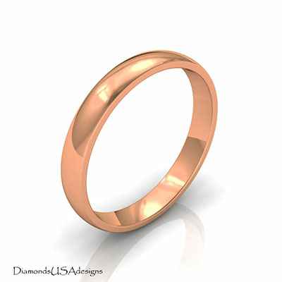 3mm low dome wedding band, comfort fit