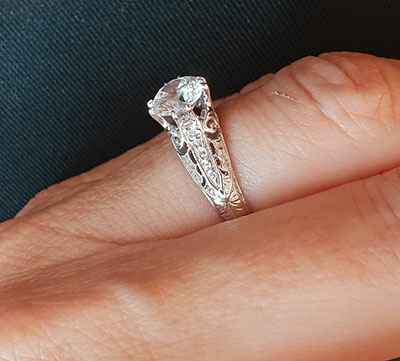 Vintage engagement ring replica hand engraved