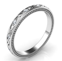 Picture of Kimberly-Leaf motif vintage style wedding band