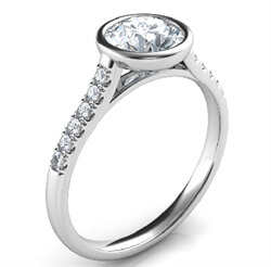 Picture of Delicate Low Profile bezel set engagement ring for Rounds with side diamonds-Amy