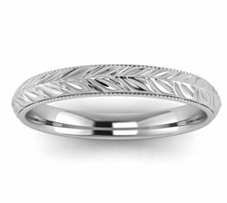 Picture of 3mm wheat motif Woman's wedding band 