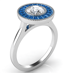 Picture of Natural Sapphires halo engagement ring