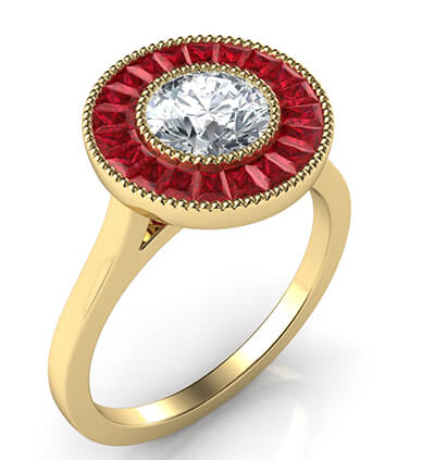 Natural Rubies,halo engagement ring