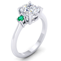 Picture of Engagement ring with two round Natural Green Emeralds 2.5 mm