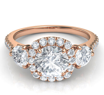 Rose Gold Rich engagement ring,Price includes two 0.50 side diamonds