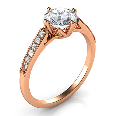 Low Profile  engagement ring with side diamonds-Sandra