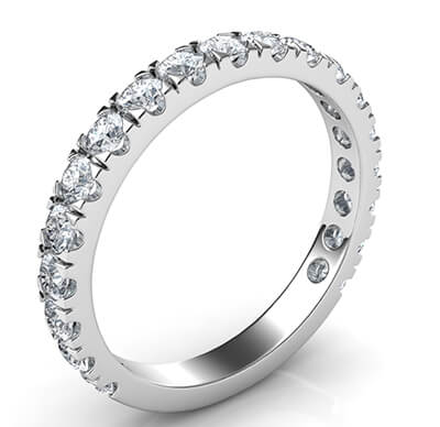 Open Pave 3/4 way diamonds  wedding or anniversary ring