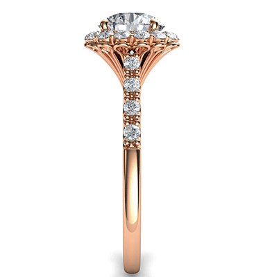 Rose Gold Designers,Vintage Halo 0.32  Ct side diamonds engagement ring