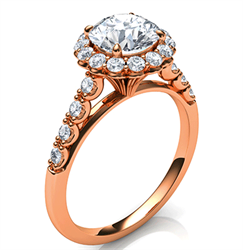 Picture of Rose Gold Designers,Vintage Halo 0.32  Ct side diamonds engagement ring