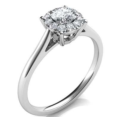  Delicate Halo Engagement ring settings for smaller round diamonds, 0.20 to 0.60 carat