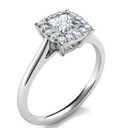Picture of Princess Delicate Halo Engagement ring settings for smaller Princess diamonds, 0.20 to 0.60 carat