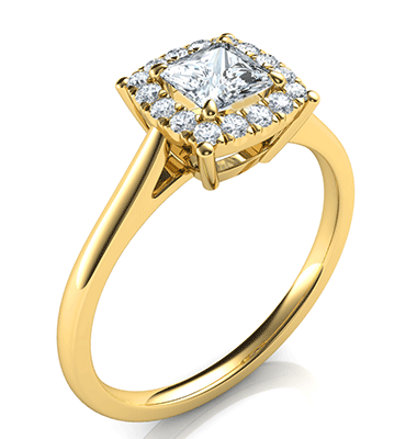 Princess Delicate Halo Engagement ring settings for smaller Princess diamonds, 0.20 to 0.60 carat