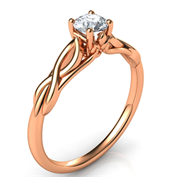 Picture of Rose Gold Leaf motif infinity Solitaire engagement ring, For smaller diamonds