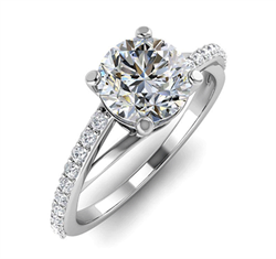 Picture of engagement ring with a twist,set with side diamonds 0.22 carat