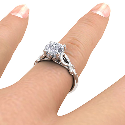 , 0.25 carat Leaf motif infinity Solitaire engagement ring