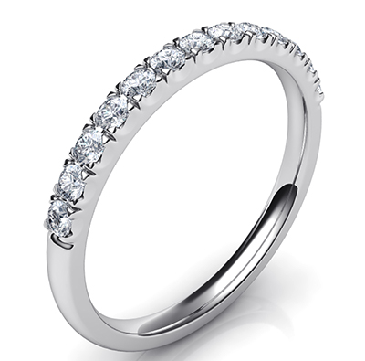 1.9 mm wedding band, half way 0.26 carat diamonds