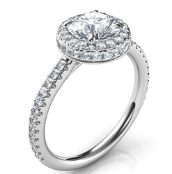 Picture of Karen Low Profile engagement ring for for all shapes, halo set on two sides