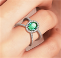 Picture of Emerald and diamonds ring in 14k Gold, White, Rose or Yellow .