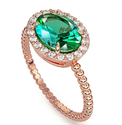 Picture of 1 1/4 carat Oval Emerald and 1/5 carat diamonds ring