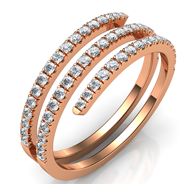 Spiral ring with 0.45 carat diamonds