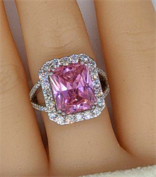 Picture of 10 carat pink Spinnel and 1.25 side diamonds cocktail ring